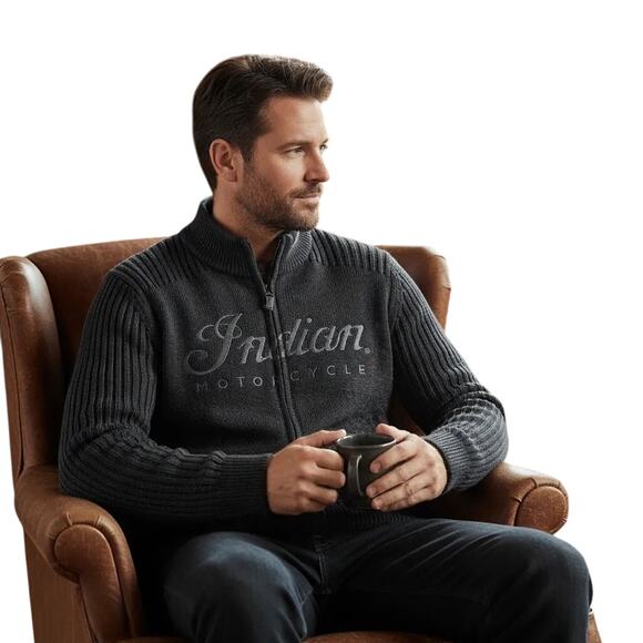 Lucky Brand Other - Indian Motorcycle Lucky Brand Full Zip Sweater Jacket Charcoal Gray  M GORPCORE